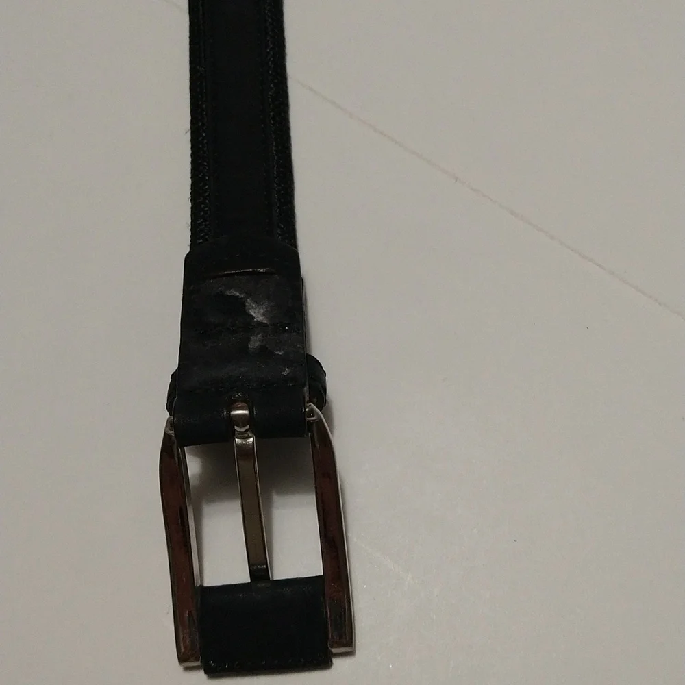 Unisex Black Textured Adjustable Tweed Look Belt Size 26-30 #W-784